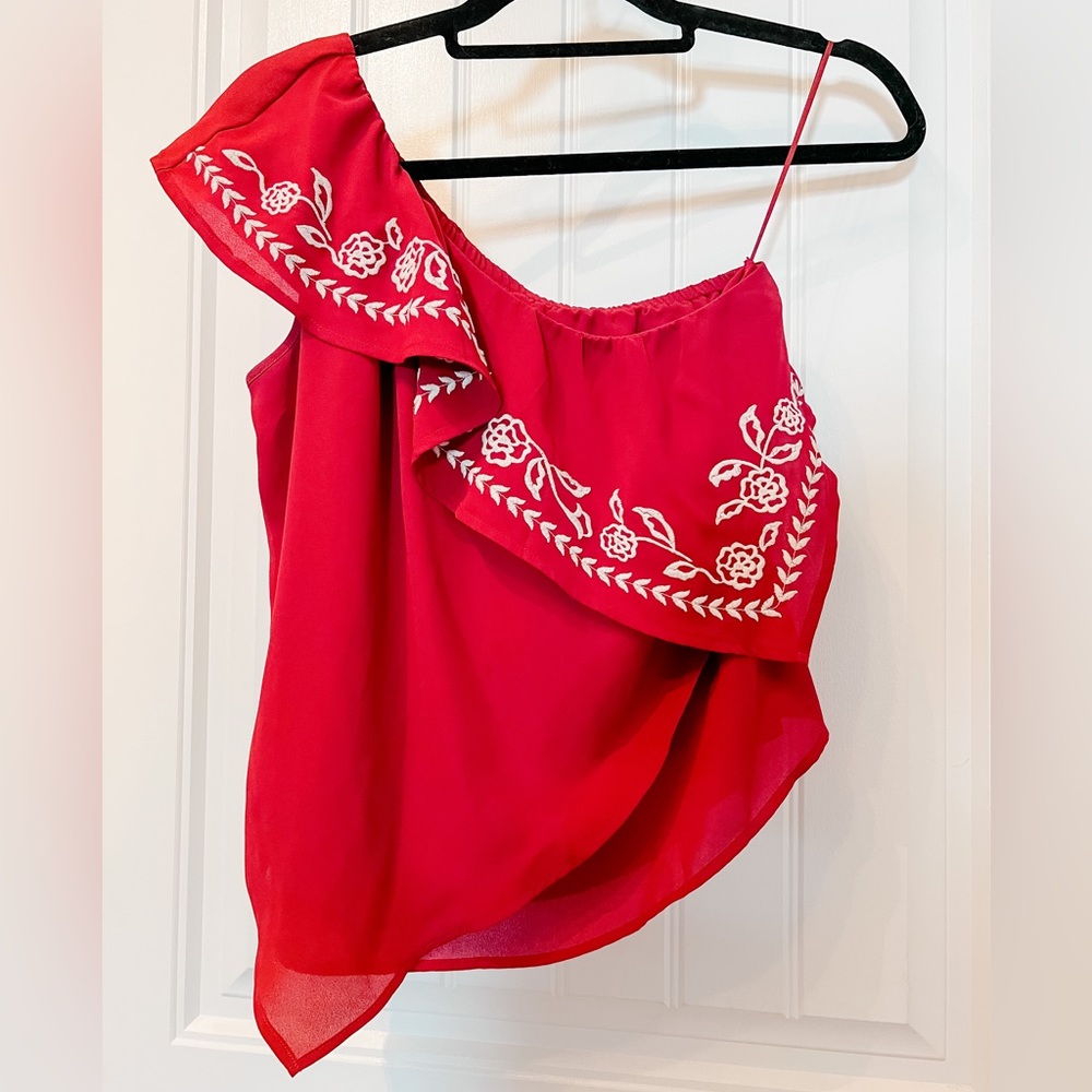 Express | Wine Red One-Shoulder Top | Size XS